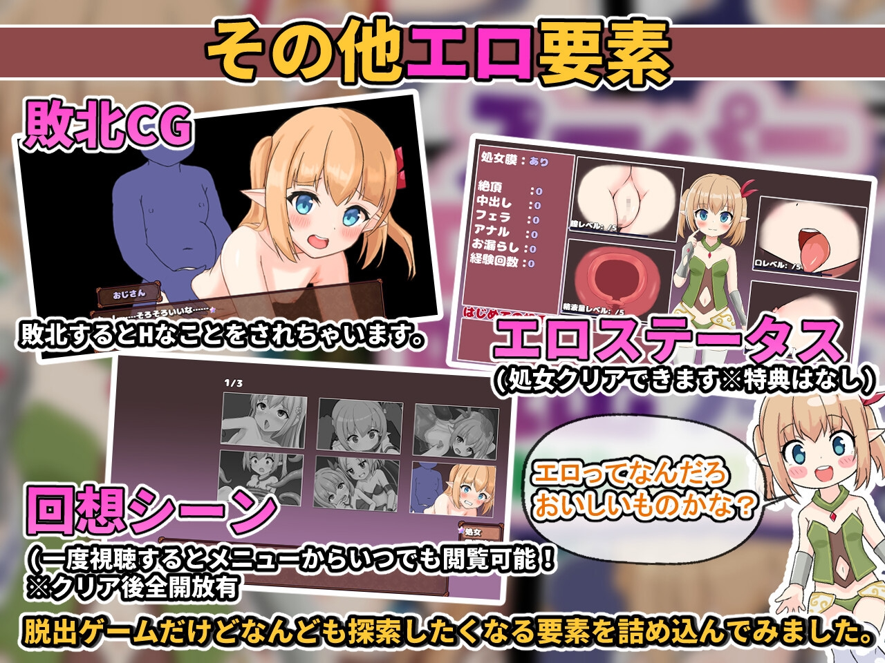 新汉化[日式RPG/战斗H] 超级色情★死亡★逃脱游戏～纯洁精灵篇～ スーパーエロ★デス★脱出ゲーム～純粋エルフ編～ V1.1.7.4  内嵌AI汉化版 [PC+安卓1.60G]