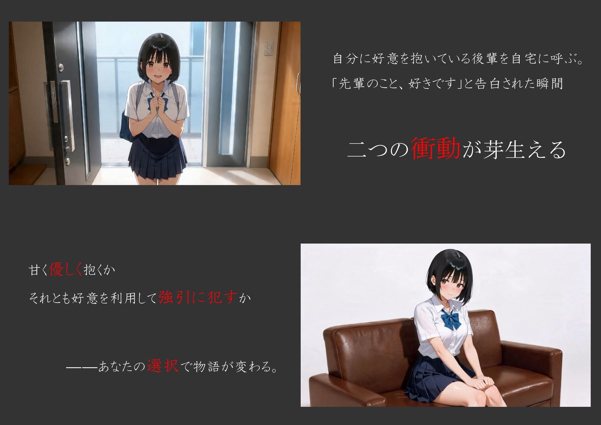 新作[日式SLG/制服JK/动态] 我把喜欢我的后辈叫到家里，把她侵犯了 俺のことが好きな後輩を自宅に呼んで犯してみた AI汉化版 [1.80G]